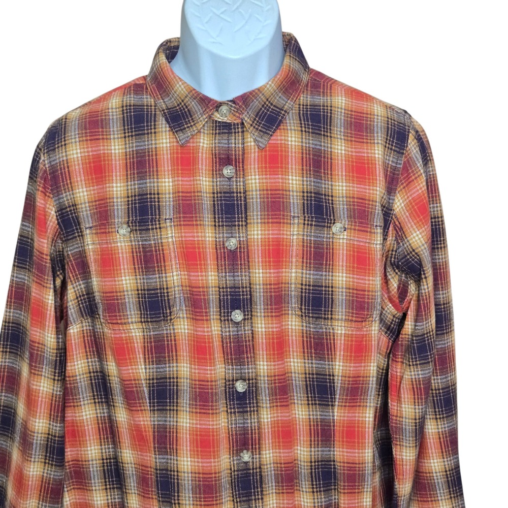 Duluth Trading Womens Free Swingin Flannel Shirt Size Large Plaid Country Chore - Picture 2 of 9